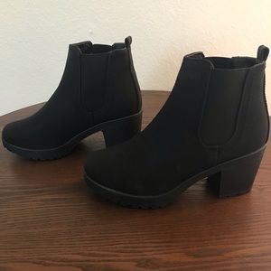NastyGal Black Faux Leather Booties